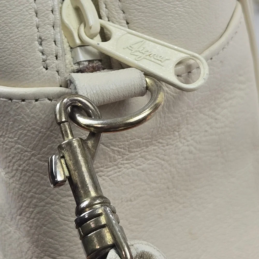 Vintage Etienne Aigner Cream Leather Satchel Crossbody Bag Top Handle VGC